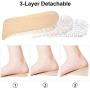 2 Pairs Heel Lift Inserts Height Increase Insole Invisible Heightening Insole Silicone 3-Layer Heel Support Insoles Height-Adjustable Shoe Pads Foot Cushion for Shoes (Beige)