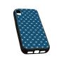 Navy and White Rubber Phone Case,Circles with White Polka Dots Ancestral Folk Evil Eye Style Tile Compatible with iPhone XR