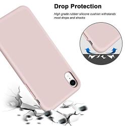 iPhone XR Case, Anuck Soft Silicone Gel Rubber Bumper Phone Case with Anti-Scratch Microfiber Lining Hard Shell Shockproof Full-Body Protective Case Cover for Apple iPhone XR 6.1" 2018 - Pink Sand