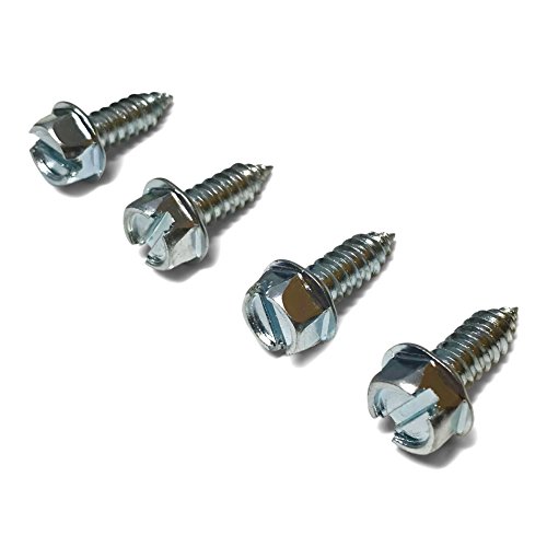 Four (4) Blue License Plate Screws - Zinc Plated Fasteners for Securing License Plates, Frames, and Covers on Domestic Cars and Trucks That Use Nylon Screw Insert Retainers (Blue Zinc Plated)