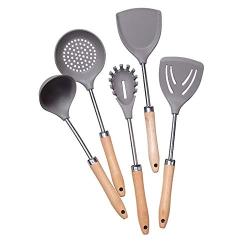 ROIY Kitchenware Set 5 Piece Set Of Silica Gel Fried LaTeX Shovel Silicone Shovel High Temperature Kitchen Utensils Set Shovel Colander Spoon Home Non-stick Shovel Fried Shovel Spatula Frying Shovel S