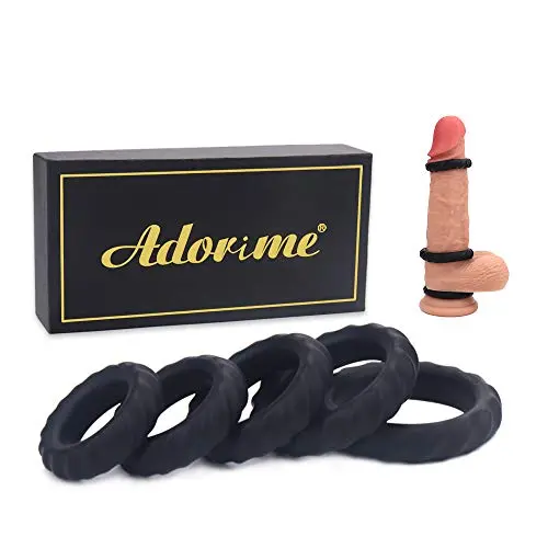 Silicone Cock Rings Set Sex Toys ? Adorime Premium Stretchy Erection Enhancing Penis Ring Training Sex Things for Men and Couples (5 Rings Set) 