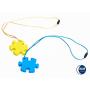 Sensory Chew Necklace Premium Strength (2 Pack) for Boys, Girls, Kids and Adults. Great for Severe Chewers Autism, ADHD, Baby Teething, Silicone Puzzle Autism, Awareness Chewlery Yellow Blue