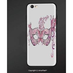 iPhone 6s /6 3D Cell Phone TPU Case Silicone Protective Case Cover for iPhone 6s/6,Masquerade,Masks for Masquerade Italian Fantasy Floral Design Art Print,Pink Purple White