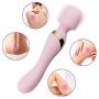 Silicone Double-Head G-Spot Dildo Vibrators Personal Massager Stick USB Rechargeable Adult Sex Toys for Women Clitoris Vagina Anal Stimulator (Double Head + Pink).