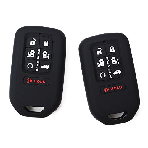 (Pack of 2) Black Black 7 Buttons Key Fob Cover Case Fits 2018 2019 Honda Odyssey Elite Ex Smart Keyless Remote Key Fob Driver 2