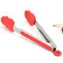 Silicone kitchenware 3-piece 7-inch Heavy Duty Non-stick Stainless Steel Silicone Grill And Kitchen Tongs For Cooking Silicone Appliances Durable (Color : Red, Size : 7 Inches)