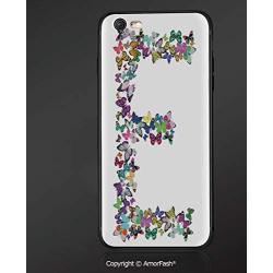 Case Compatible with iPhone 6/6S Ultra Slim Protective TPU Cover,Anti-Scratch Back,Letter E,Tropical Creatures of The Spring Season Spotted Wings Fragility Femininity Theme Decorative,Multicolor