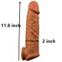 Look Like Realistic Pên?ís Sleeve ZSHBM 11.8 INCH Coffee Extender Delay ?já-cúlátion Silicone Pên?ís Ring C-lītǒrís S-timùlátiòn Ring Unisex Toys Tools Color