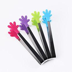 BigFamily Stainless Steel Silicone Salad Bread Serving Pliers Kitchenware Kitchen Mini Tong Clip Barware