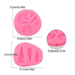 Unicorn Molds Silicone Qingo Mini Unicorn Horn Ears Flower And Cupcake Topper Fondant Chocolate Unicorn Cake Mold Set For Baby Birthday Party (3Pcs)