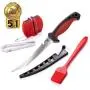 Dacodget 6.5 inch Fillet Knife Kit | Multifunctional Stainless Steel Fish Deboning and De-Scaling Knife with Sheath + Portable Knife Sharpener + Fish Bones Tweezers + BBQ Silicone Glazing Brush