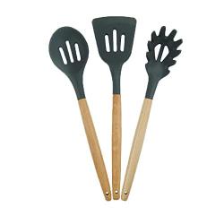 Kitchenware Silicone Kitchen Utensils, Wooden Handle Silicone Kitchenware Set of 9 Sets, Non-Stick Cookware Soup Spoon Colander Kitchen Utensils, 9-piece set