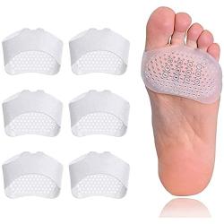 Metatarsal Pads,Ball of Foot Cushions,Silicone Forefoot Sleeve,Toe Separator,Metatarsalgia Insoles,Best for Mortons Neuroma Callus,Diabetic Feet,Hammer Toe,High Heels Foot Pain Relief,6 PCS (White)