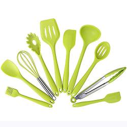 Silicone Cooking Utensils,Silicone Kitchen Utensils Set, Cooking Tool Set Heat Resistant Silicone Kitchenware, Non-Stick Kitchen Baking Tool,Green