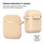 AirPods Case, Silicone Cover with U Shape Carabiner,360°Protective,Dust-Proof,Super Skin Silicone Compatible with Apple AirPods 1st/2nd (Beige)