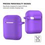 AirPods Case, Silicone Cover with U Shape Carabiner,360°Protective,Dust-Proof,Super Skin Silicone Compatible with Apple AirPods 1st/2nd (Purple)