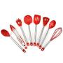 SKYyao Kitchen utensil set Stainless steel pipe handle Silicone kitchenware 8 piece set cooking spoon shovel kitchenware set silicone
