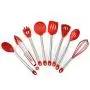 SKYyao Kitchen utensil set Stainless steel pipe handle Silicone kitchenware 8 piece set cooking spoon shovel kitchenware set silicone
