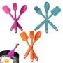 SHILEI Professional 3PCS Silicone Spatula Spoon Brush Set Cooking Utensil Tool Kit Heat Resistant Basting Brush Silicone Kitchenware Random Color
