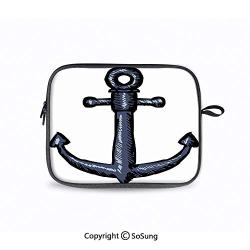 13inch Laptop Sleeve,Contemporary Illustration of an Anchor Safety Artistic Design Security Nautical Art Notebook Bag Compatible MacBook Air/Retina 13 Inch/2016 New Retina 13"