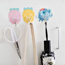 MOVEmen Hooks Cartoon Cute Wall Hook Seamless Reusable Scratch Wall Hook for Kitchen Bathroom Ceiling Storage Hook Jewelry Stand Towel Hook Kitchenware Storage Rack Drain Rack Keychain Hook (Pink)