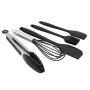 Silicone Kitchenware Set 10 Piece Set Silicone Scraper Brush Food Clip Cooking Shovel Spoon (Color : Black)