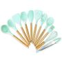 Hjyi Silicone Kitchen tool silicone Rubber handle kitchenware 11 piece set non-stick spatula spoon tool set soup hedge spoon cooking
