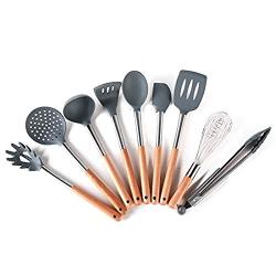 LDGR Pancake Spatula Wooden Handle with 9 Sets of Silicone Handles Cooking Spoon Shovel Kitchenware Set (Size : 9 Piece)