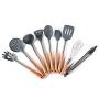 LDGR Pancake Spatula Wooden Handle with 9 Sets of Silicone Handles Cooking Spoon Shovel Kitchenware Set (Size : 9 Piece)