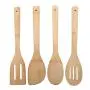 Cooking Tool Sets - 4pcs Pure Bamboo Solid Turner Spatula Slotted Spoon And Essentials Cooking Utensils Set - Sets Tool Cooking Cooking Tool Sets Utensil Kitchen Spoon Wood Bamboo Spatula Wood