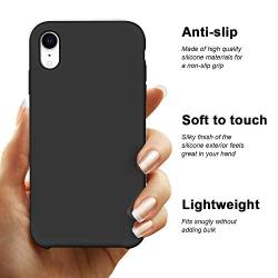 Anuck iPhone XR Case, Anti-Slip Liquid Silicone Gel Rubber Bumper Case with Soft Microfiber Lining Cushion Slim Hard Shell Shockproof Protective Case Cover for Apple iPhone XR 6.1" 2018 - Black