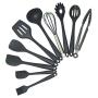 Heat Resistant Silicone Spatulas Silicone Kitchenware Set Cooking Spoon Scraper 10 Piece Set Bake Grill Cooking Tools (Size : Black)