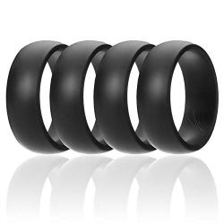 ROQ Silicone Wedding Ring for Men Affordable Silicone Rubber Band, 7 Pack, 4 Pack & Singles - Camo, Metal Look Silver, Black, Grey, Light Grey