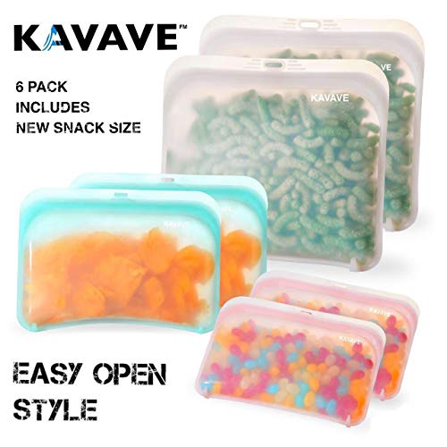 Reusable Sandwich Bags 100% Pure Silicone Lunch Bag Containers Sandwich Snack and 1/2 Gallon Storage Bags Size No Plastic Sliders Sous Vide Freezer Microwave Dishwasher Safe Leakproof Stand Up