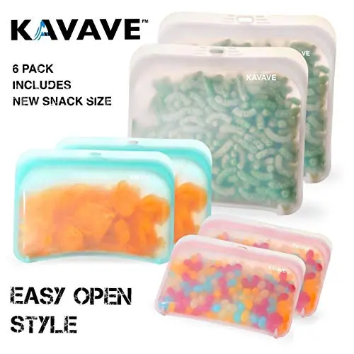 Reusable Sandwich Bags 100% Pure Silicone Lunch Bag Containers Sandwich Snack and 1/2 Gallon Storage Bags Size No Plastic Sliders Sous Vide Freezer Microwave Dishwasher Safe Leakproof Stand Up