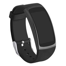 GHIJKL Compatible Gear Fit2 Bands, Silicone Replacement Strap for Samsung Gear Fit 2 & 2 Pro Tracker (New Black)