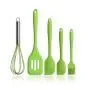 JunbosiKitchenware Silicone Kitchenware Set Scraper 5 Piece Set Baking Tool Set Pot Spatula Silicone Scraper,Green