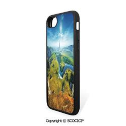 SCOCICI Non-Slip Drop Protection Smart Cell Phone Case 3D Style Colorful Magical Outdoors River Rocks Cliffs Fresh Grass Hiking Compatible with iPhone 7