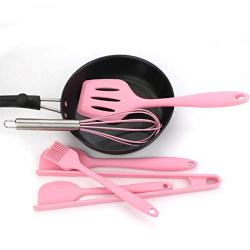 Blender Multi-Function Handheld Silicone Scraper Scraper Eggbeater Creative Kitchenware 6 Piece Set Baking Tool Set (Pink)