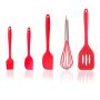 1set Cookware Set Silicone Kitchenware Set of 5 Kitchen Cookware Baking Tools Silicone Scraper Egg Beater Cake Tool Set (red)