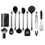 Household Kitchen Tools Silicone Kitchenware Set Cross-border Pins With Kitchenware Cooking Shovel Spoon Set 9 Piece (Black)