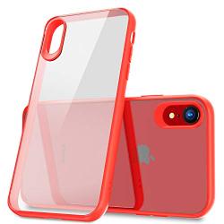 TOZO for iPhone XR Case Hybrid Soft Grip Matte Finish Frame Clear Back Panel Ultra-Thin [Slim Fit] Cover for iPhone XR 6.1 Inch 2018 (RED)