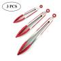 FOOX Kitchen Premium Silicone Tongs, Multipurpose Non-Slip Easy Grip Stainless Steel Handle, Heat Resistant, for Cooking, Serving, Barbecue, Buffet, Salad,Ice (7/9/12 inch)