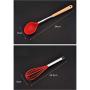 Kitchen Supplies Storage Bucket Kitchen Wooden Handle Silicone Kitchenware Set of 8 Cooking Spoon Shovel Set + Tool Accessories (Color : Red)