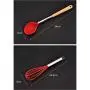 Kitchen Supplies Storage Bucket Kitchen Wooden Handle Silicone Kitchenware Set of 8 Cooking Spoon Shovel Set + Tool Accessories (Color : Red)