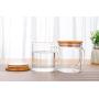 Xena 2 Pack Glass Tea Coffee Mug Airtight All Natural Bamboo Lid Set, 3.5 x 4 Inch Camping Cup BPA Free Outdoor Indoor Kitchenware Cookware BBQ Accessories Parties