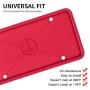 ZAKAA 2 Pack License Plate Frame,Premium Silicone Material, Rust-Proof,Rattle-Proof,Weather-Proof(RED)