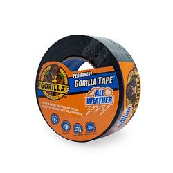 Gorilla All Weather Outdoor Waterproof Duct Tape, UV and Temperature Resistant, 1.88" x 25 yd, Black (Pack of 1)