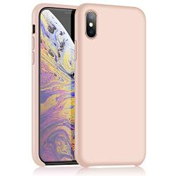 XSHNUO iPhone Xs Silicone Case, Liquid Silicone Gel Rubber Ultra Thin Case with Soft Microfiber Cloth Lining Cushion for Apple iPhone Xs (2018) 5.8 inch (Pink)